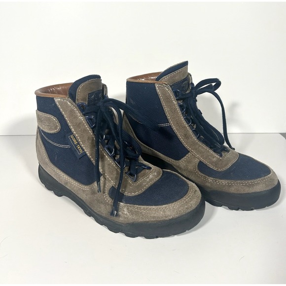 Vasque Shoes - VTG Vasque Skywalk Hiking Boots 7534 Gore-Tex Women Sz 7.5 Tan Navy Gorpcore